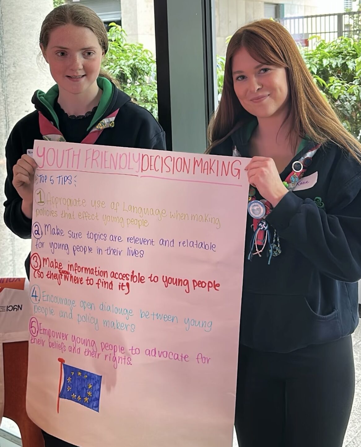 Members-of-Irish-Girl-Guides-with-their-Youth-Friendly-Decision-Making-Tips