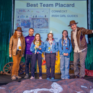 FIRST LEGO League Final winners of Best Placard Team conNÉCKt Lucan Irish Girl Guides Naomi Leonard Cora Clarke Éile O’Reilly Katie Butler