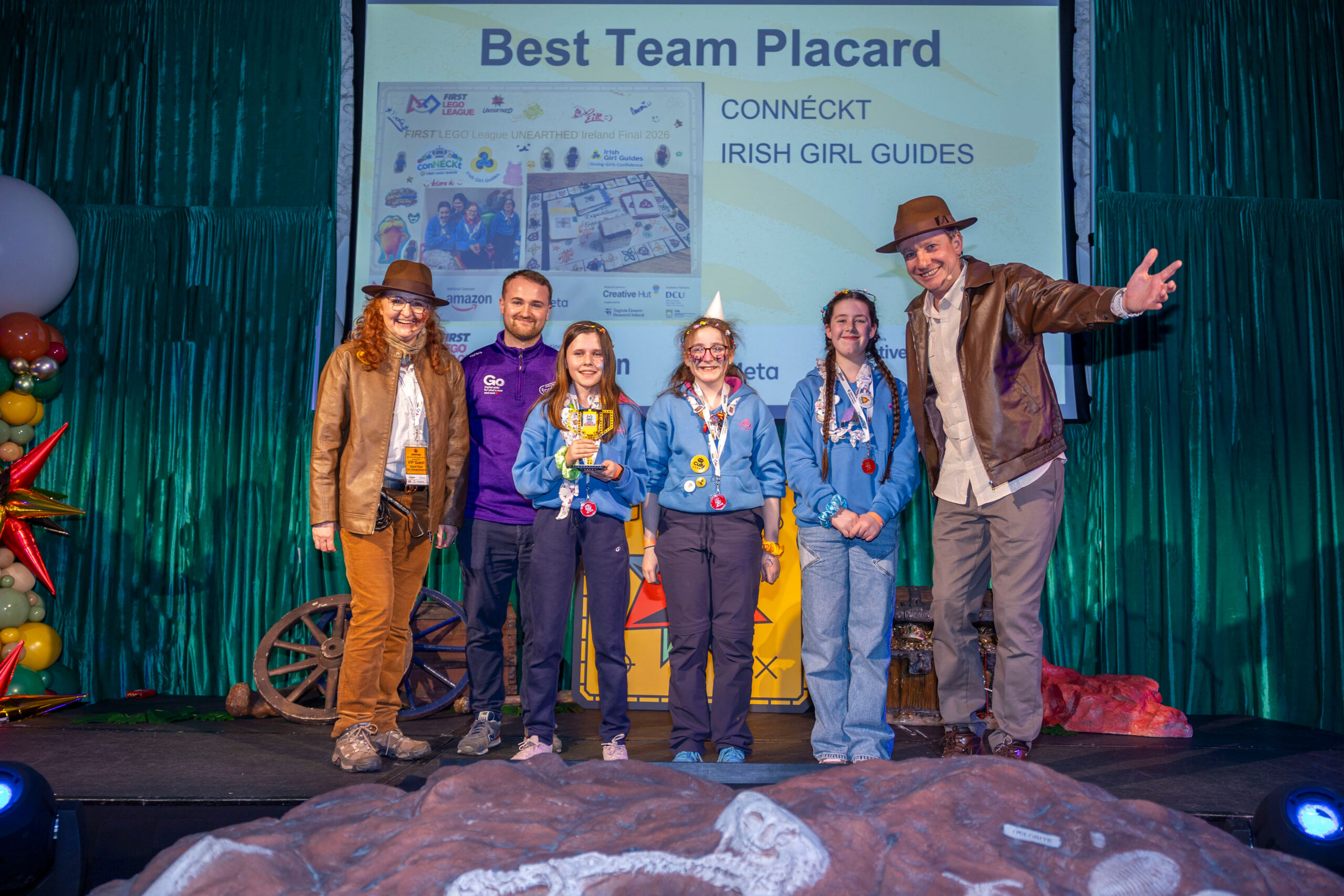 FIRST LEGO League Final winners of Best Placard Team conNÉCKt Lucan Irish Girl Guides Naomi Leonard Cora Clarke Éile O’Reilly Katie Butler
