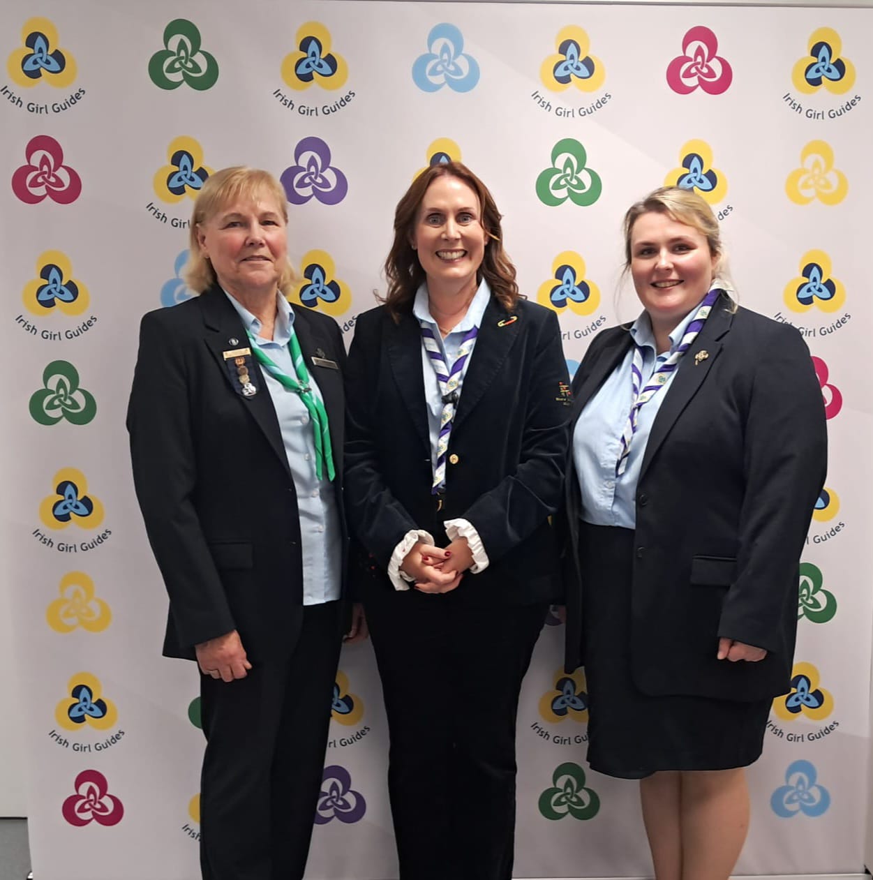 Deirdre Henley, Irish Girl Guides President - Caroline Reidy, new Ambassador - Aisling Claffey Healion, Chief Commisioner